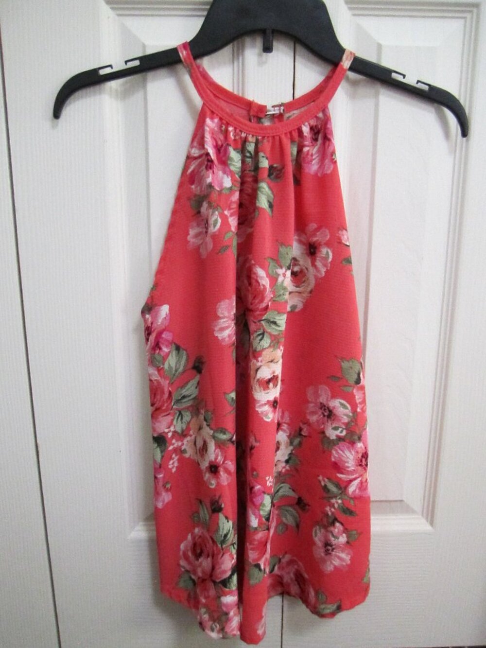 Floral Halter Neck Women's Top in Coral